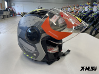 Шлем открытый с визором HETOSHI XD1-260 цв. Серый с черно-зелеными вставками р. L