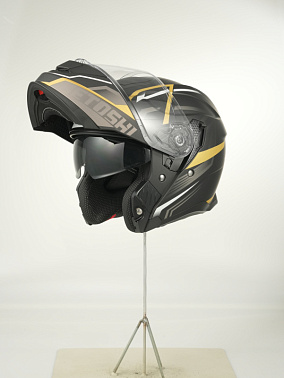 Шлем модуляр HETOSHI FF935 Shogun цв.Черно-бело-золотой  Матовый р.S