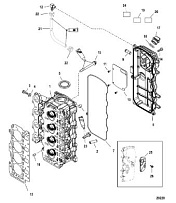 Головка цилиндра 4-Х ТАКТНОГО ПЛМ MERCURY 50 Серийный номер от 1C050252 и выше
