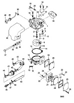 Карбюратор 2-х тактного ПЛМ MERCURY 9.9 MH 169CC Серийный номер от 0N007788 до 0N055109