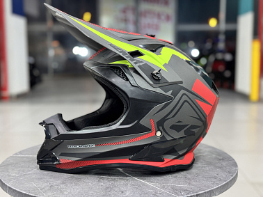 Шлем кроссовый HETOSHI XD1-51 цв. Черно-серо-красно-желтый матовый р. M 