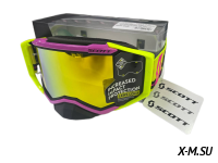 Очки мотокросс SCOTT XD3-37 коробка цв. оправы Желто-розовый цв. стекла Желтый зеркальный