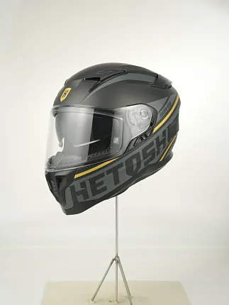 Шлем интеграл HETOSHI FF938 double visor Цв.Черно-серо-золотой Матовый р.XXL