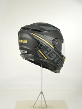 Шлем интеграл HETOSHI FF938 double visor Цв.Черно-серо-золотой Матовый р.S